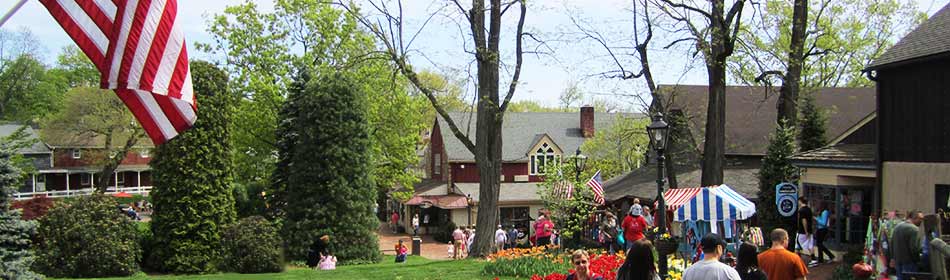 Peddler's Village is a 42-acre, outdoor shopping mall featuring 65 retail shops and merchants, 3 restaurants, a 71 room hotel and a Family Entertainment Center. in the Souderton, Montgomery County PA area